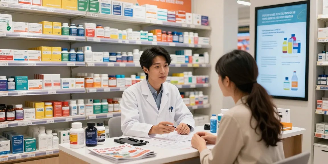 Verkäufer im Selliza Pharma Shop berät Kunden zu Steroiden und Produkten.