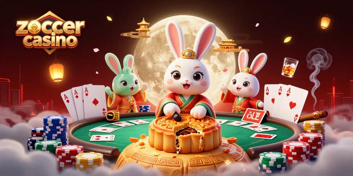Experience the thrill of zoccer casino with a festive illustration of high-stakes poker action on the moon.