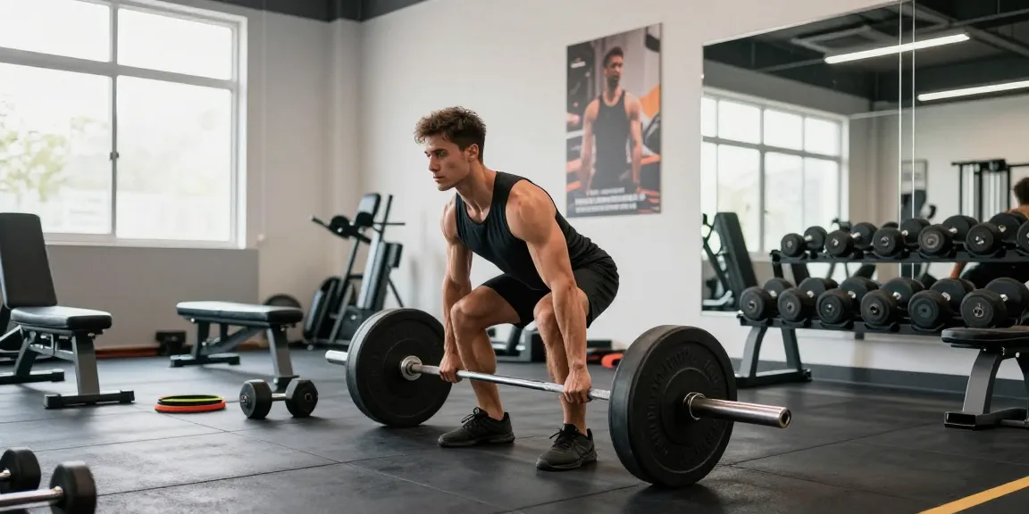 Aktiv im Utinon Steroids Shop: Athlet beim Gewichtheben in modernem Fitnessstudio.
