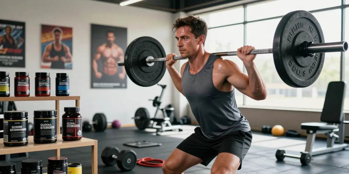 Global Pharma Steroids im Einsatz beim intensiven Training im Fitnessstudio.
