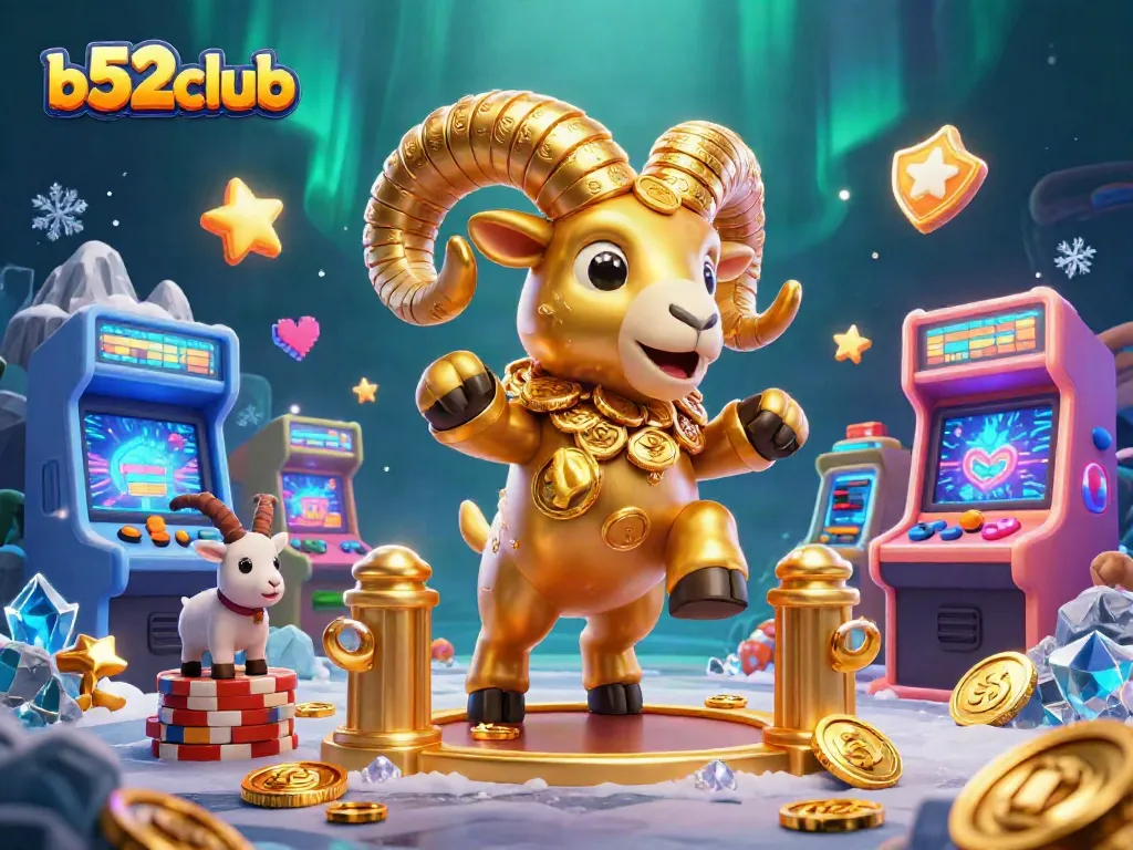 Engage with thrilling gaming excitement at b52club featuring a dynamic golden ram and enchanting game machines.
